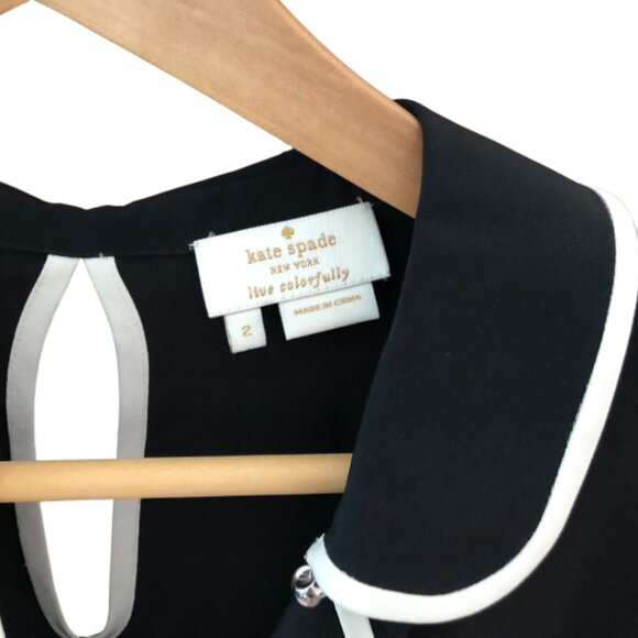 Kate Spade Silk Blouse • Peter Pan Collar • White Trim • Size 2 - Picture 3 of 5